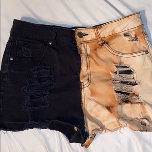 Half & half bleached Forever 21 ripped jean shorts